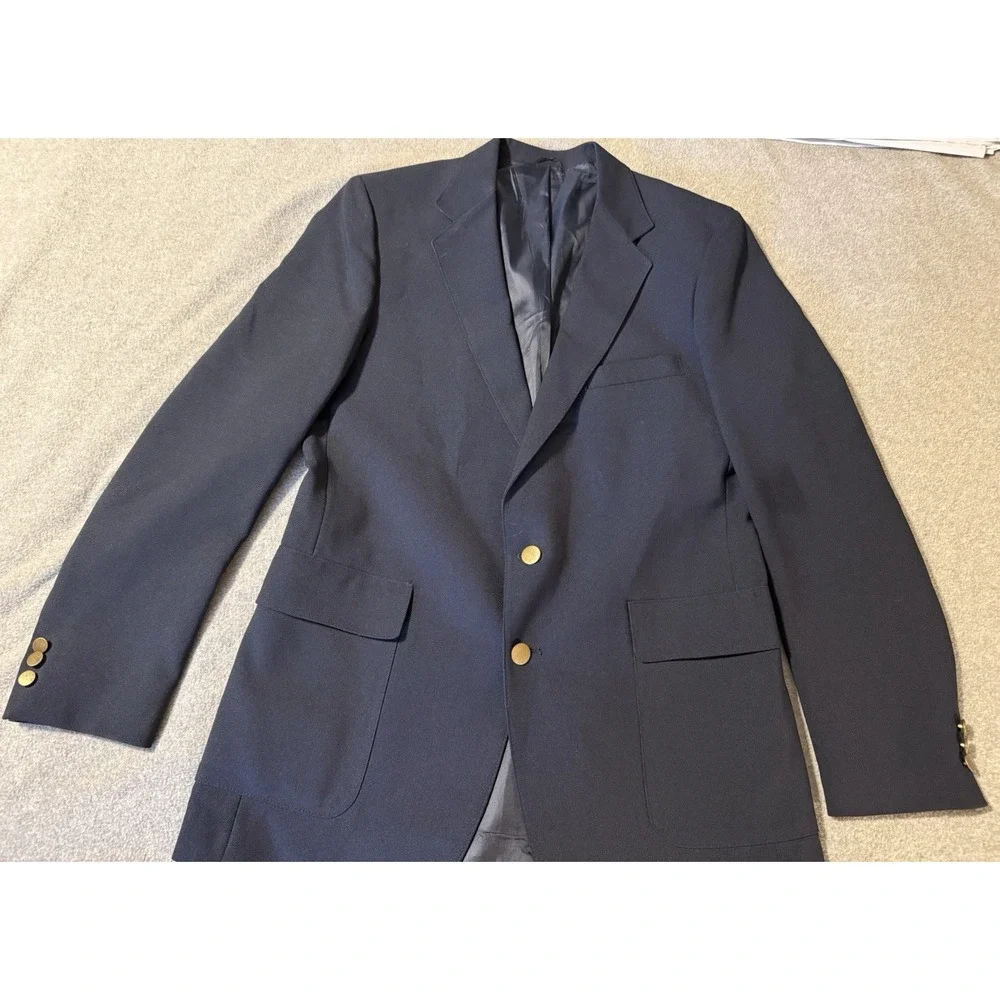 Vintage Levi's Men's 42L Menswear Action Navy Blue Suit Coat Jacket Business